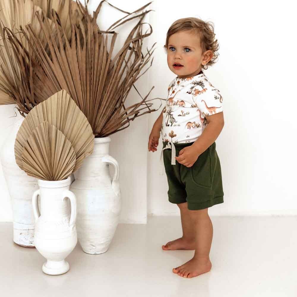 Dino Short Sleeve Organic Bodysuit - View 7