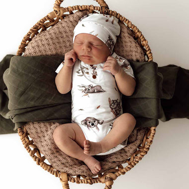 Koala Short Sleeve Organic Bodysuit-Snuggle Hunny