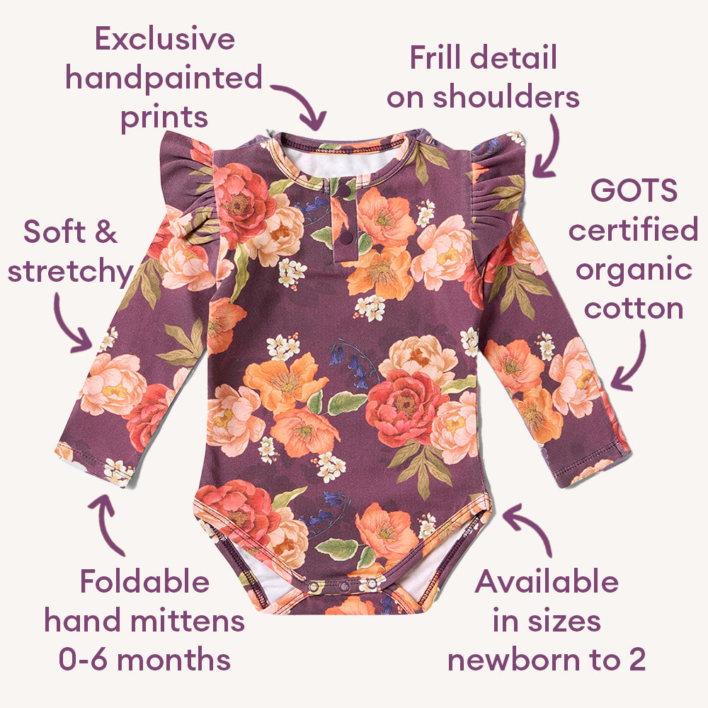 Sienna Long Sleeve Organic Bodysuit with Frill - View 4