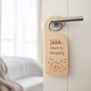 Sleeping Baby Wooden Door Hanger | Snuggle Hunny