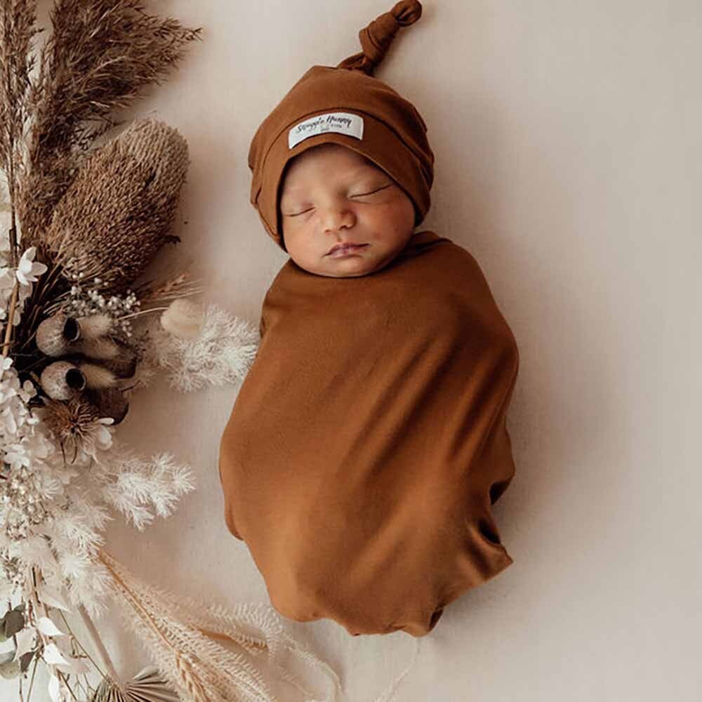 Bronze Organic Snuggle Swaddle & Beanie Set - View 1