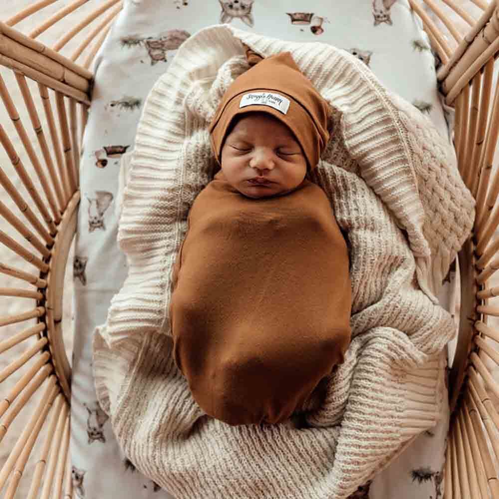 Bronze Organic Snuggle Swaddle & Beanie Set - View 3