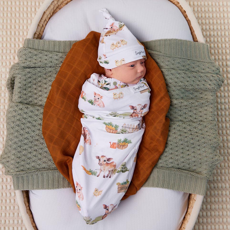 Farm Organic Snuggle Swaddle & Beanie Set - View 3