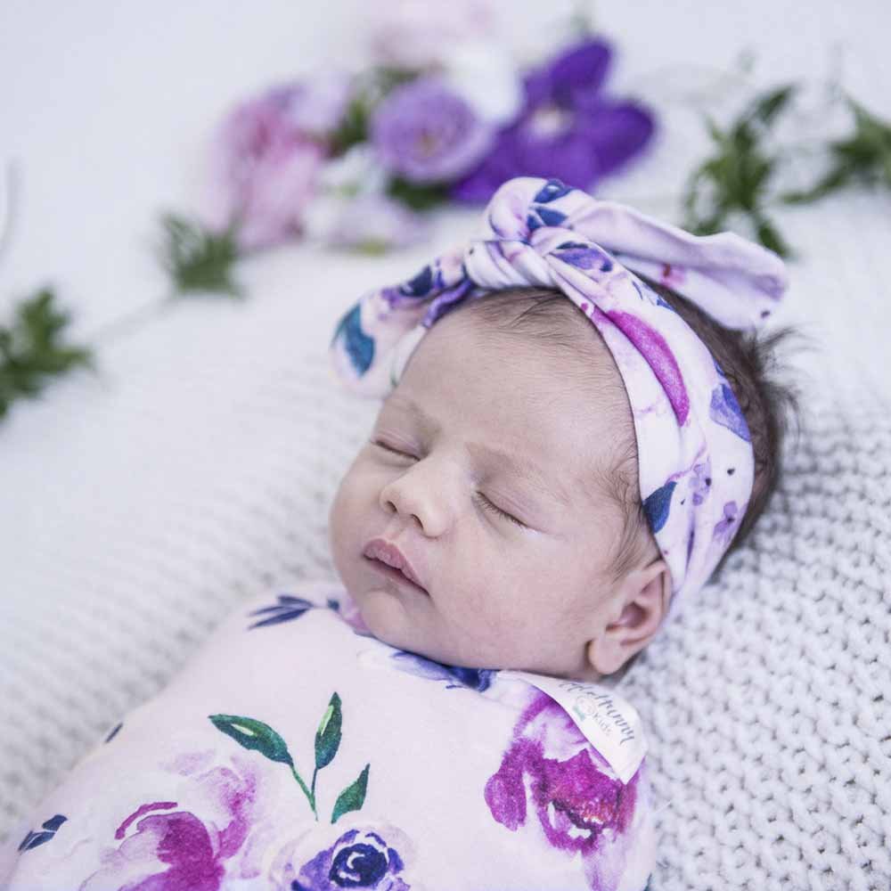 Floral Kiss Organic Snuggle Swaddle & Topknot Set - View 3