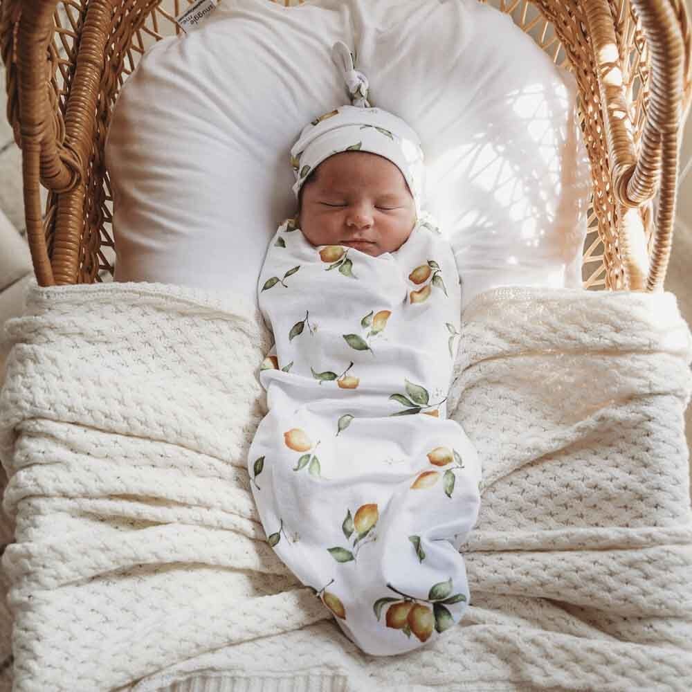 Lemon Organic Snuggle Swaddle & Beanie Set - View 4