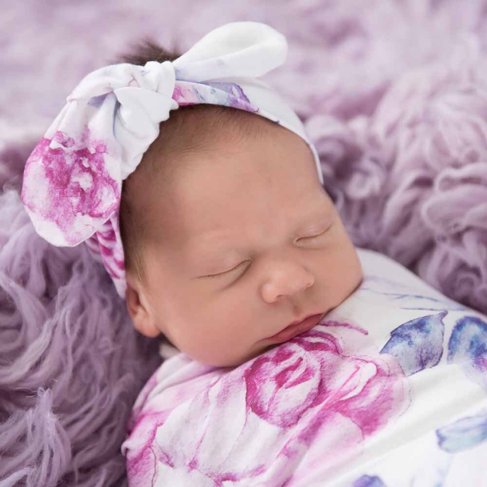 Lilac Skies Organic Snuggle Swaddle & Topknot Set - View 5