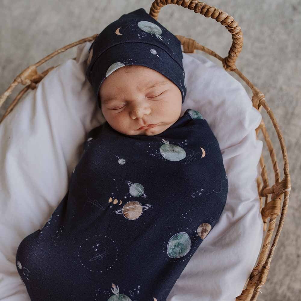 Milky Way Organic Snuggle Swaddle & Beanie Set - View 3