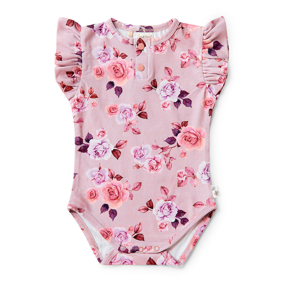 Blossom Short Sleeve Organic Bodysuit with Frill - View 2