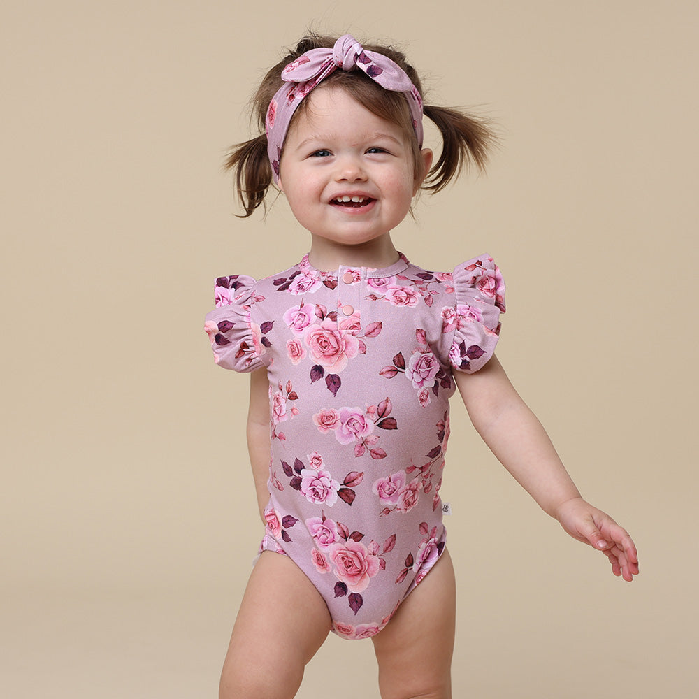 Blossom Short Sleeve Organic Bodysuit with Frill - View 3