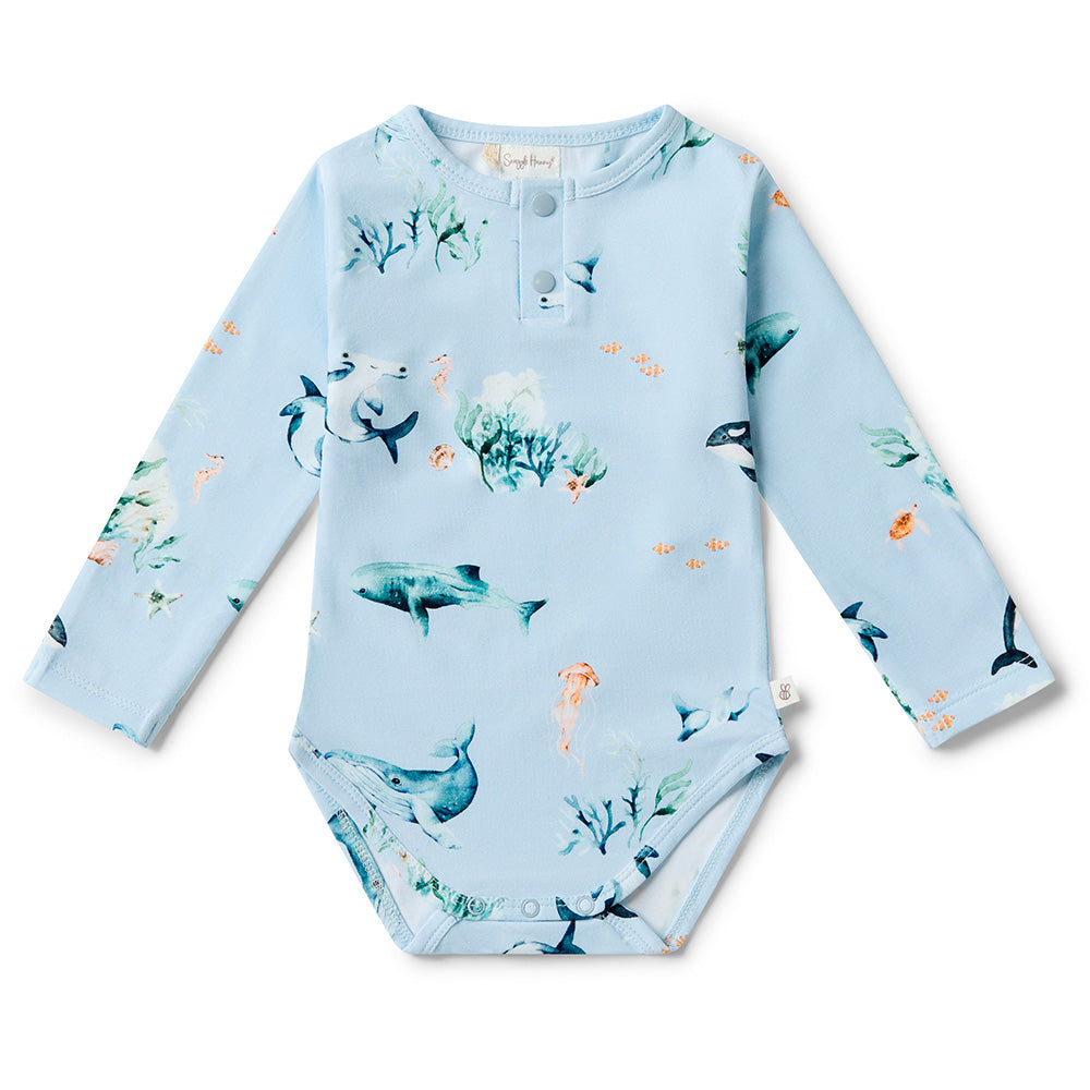 Blue Ocean Long Sleeve Organic Bodysuit - View 2