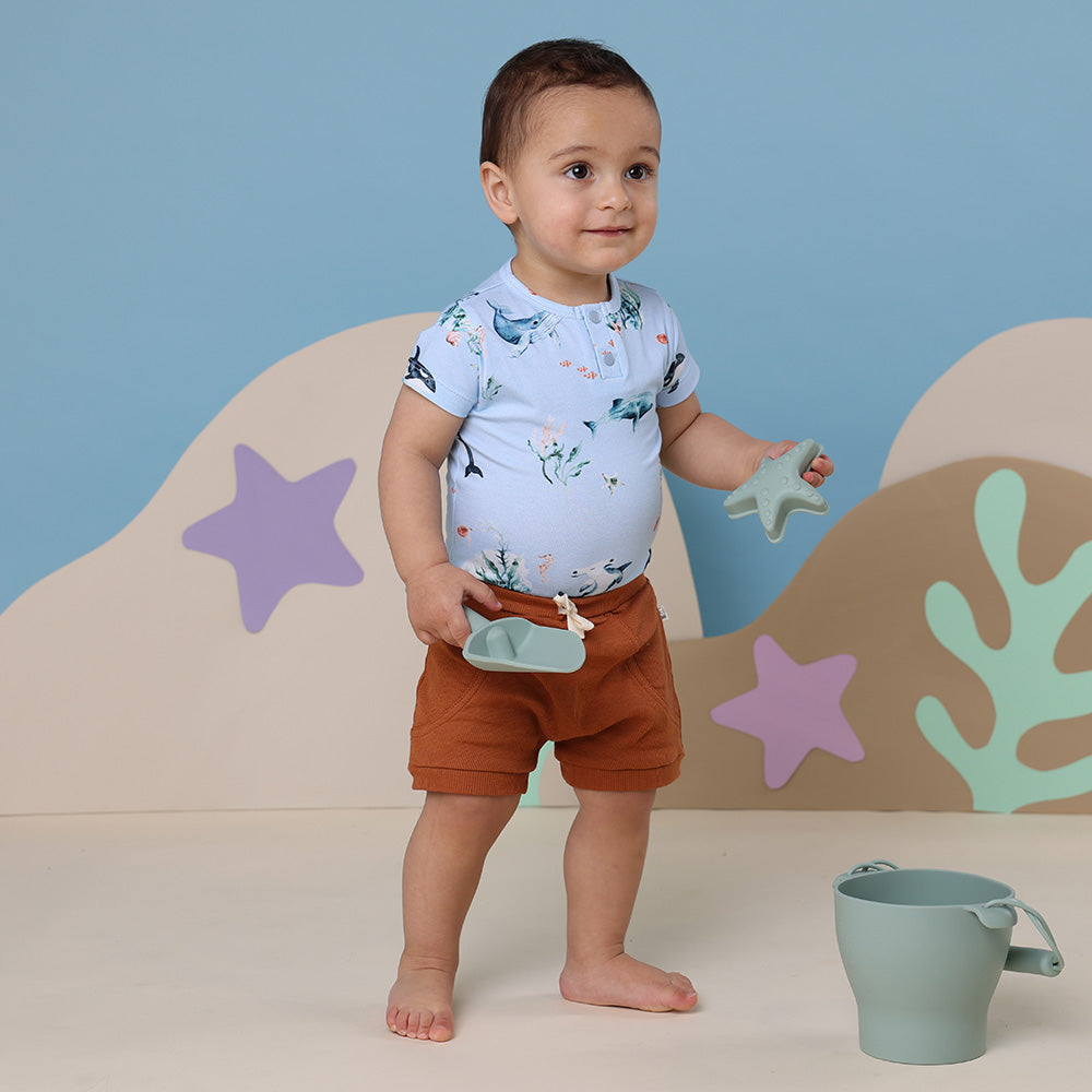 Blue Ocean Short Sleeve Organic Bodysuit - View 4