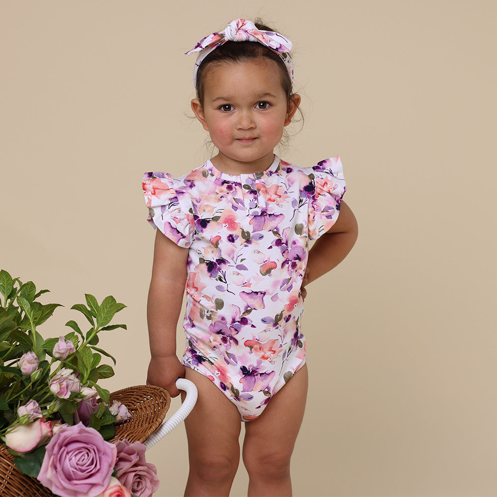 Blushing Beauty Short Sleeve Organic Bodysuit with Frill - View 6