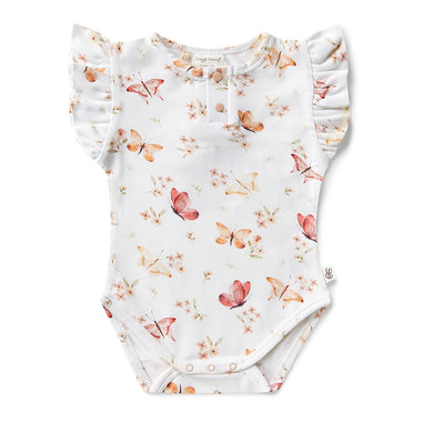Butterfly Short Sleeve Organic Bodysuit with Frill | Snuggle Hunny
