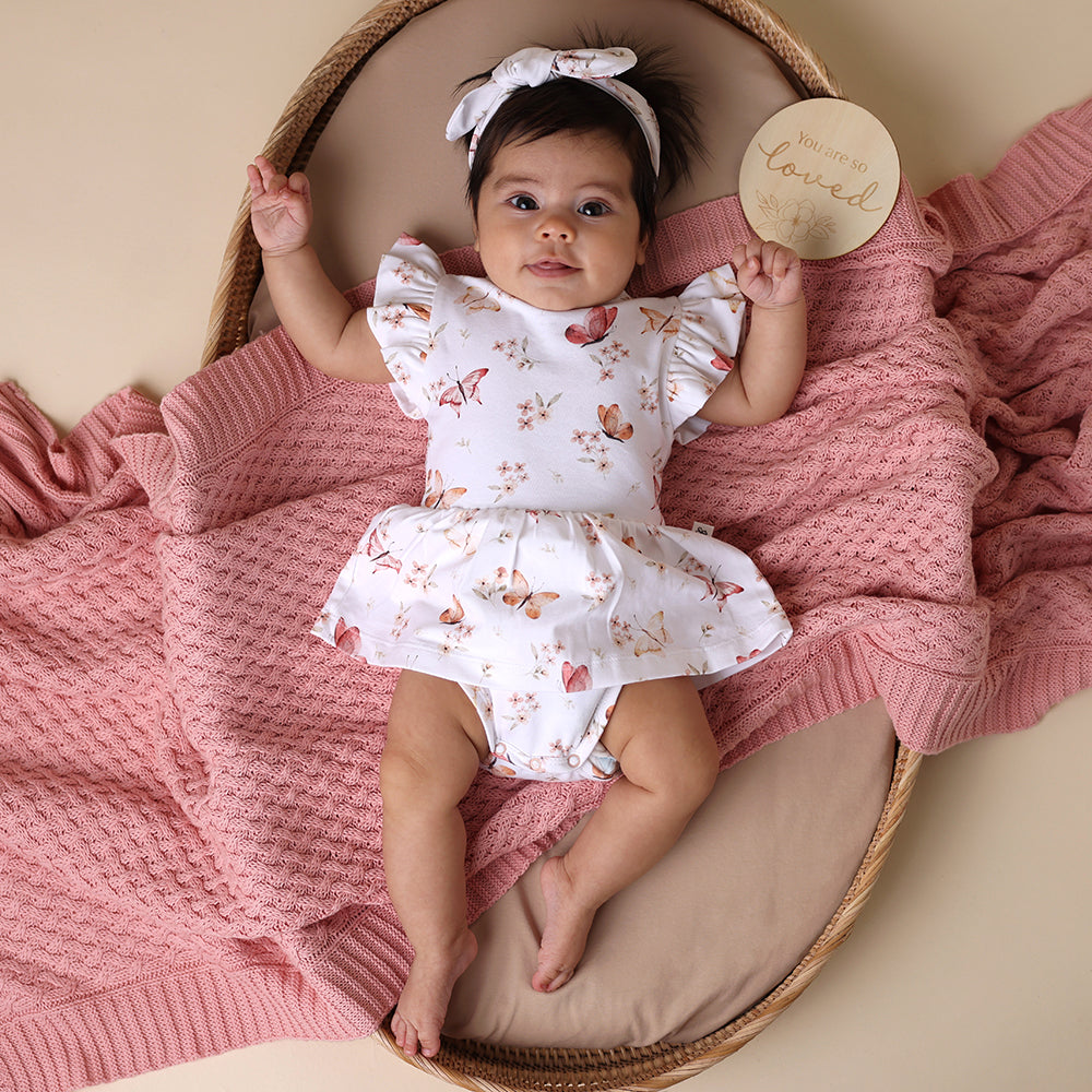 Butterfly Short Sleeve Organic Dress - View 1