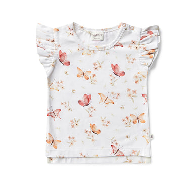 Butterfly Organic T-Shirt with Frill | Snuggle Hunny