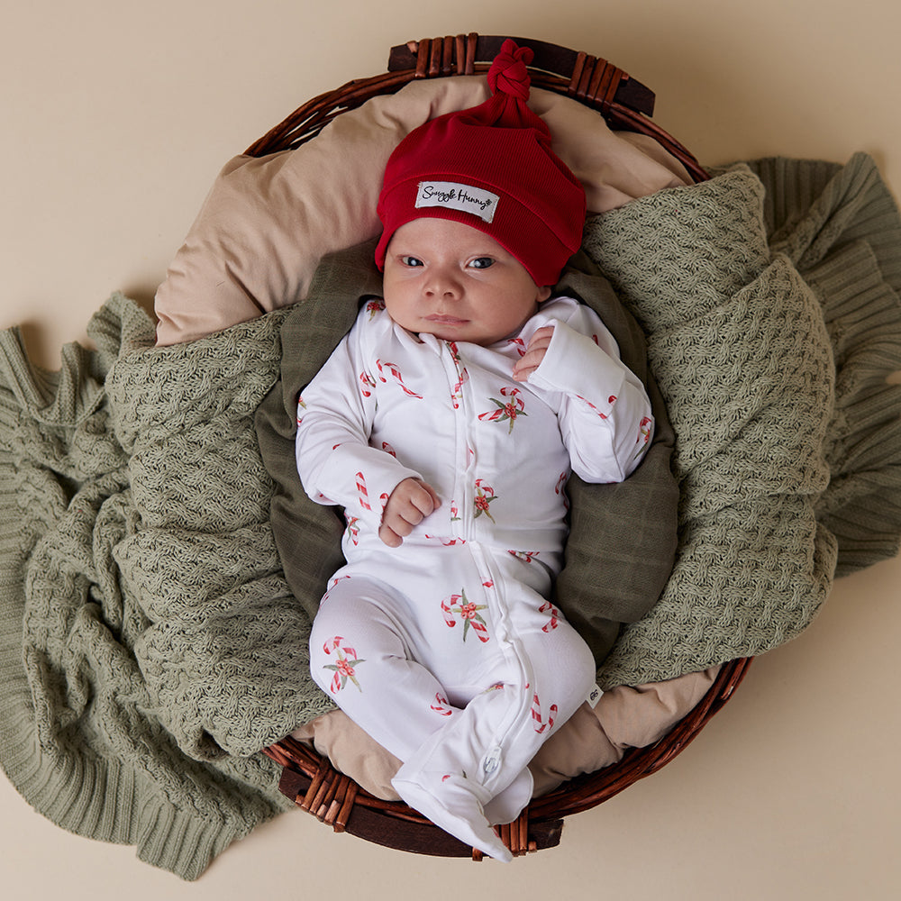 Candy Cane Organic Snuggle Sleepsuit Zip Footie - View 3