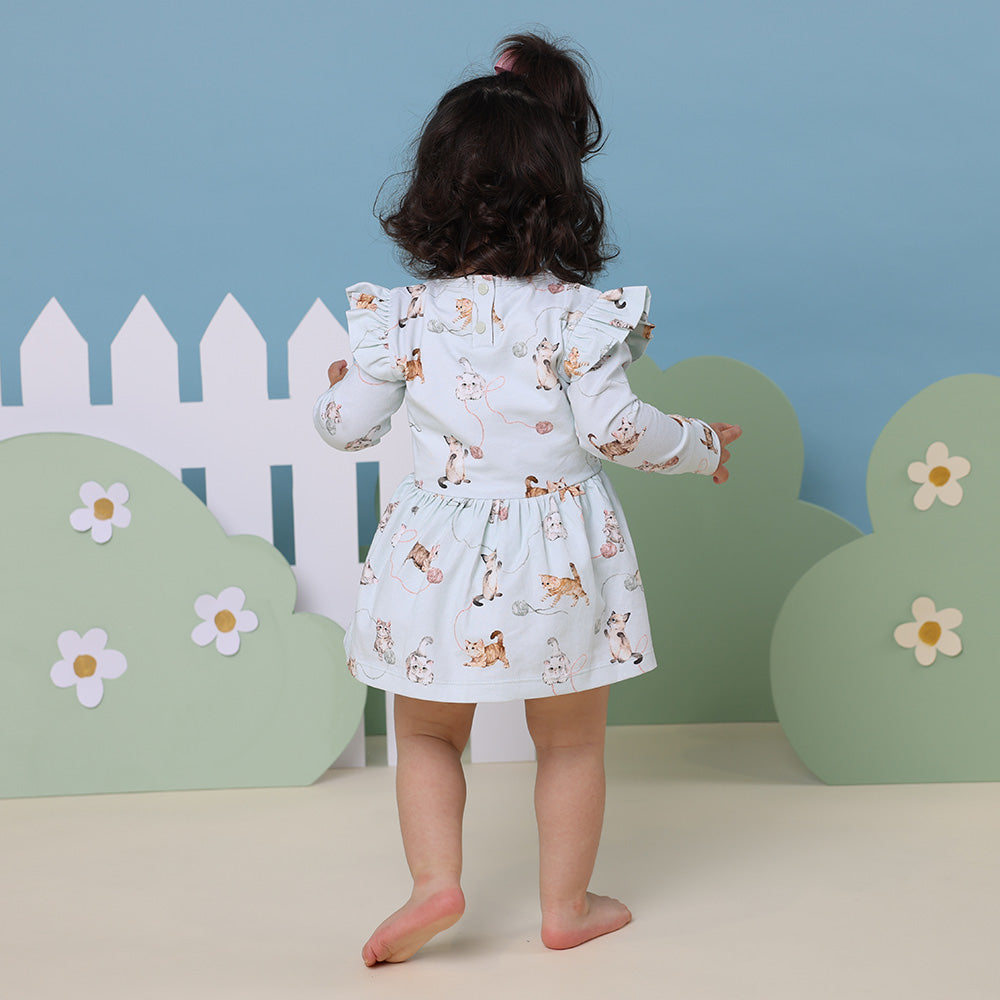 Kittens Long Sleeve Organic Dress - View 11