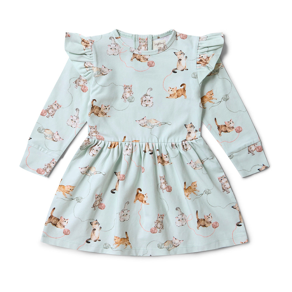 Kittens Long Sleeve Organic Dress - View 10