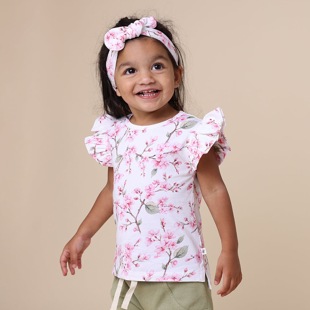 Cherry Blossom Organic T-Shirt with Frill - View 1