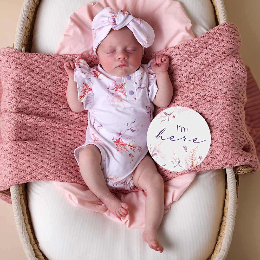 Coral Short Sleeve Organic Bodysuit with Frill - View 4