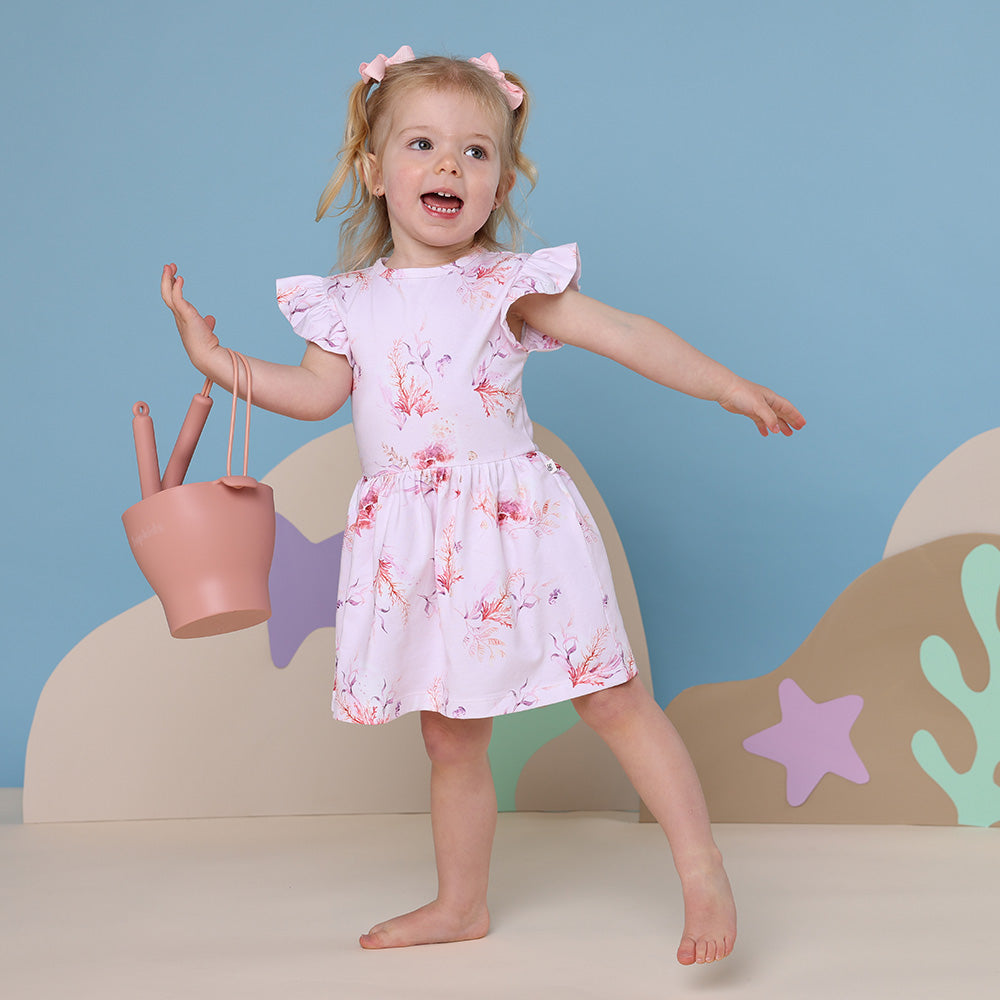 Coral Short Sleeve Organic Dress - View 1
