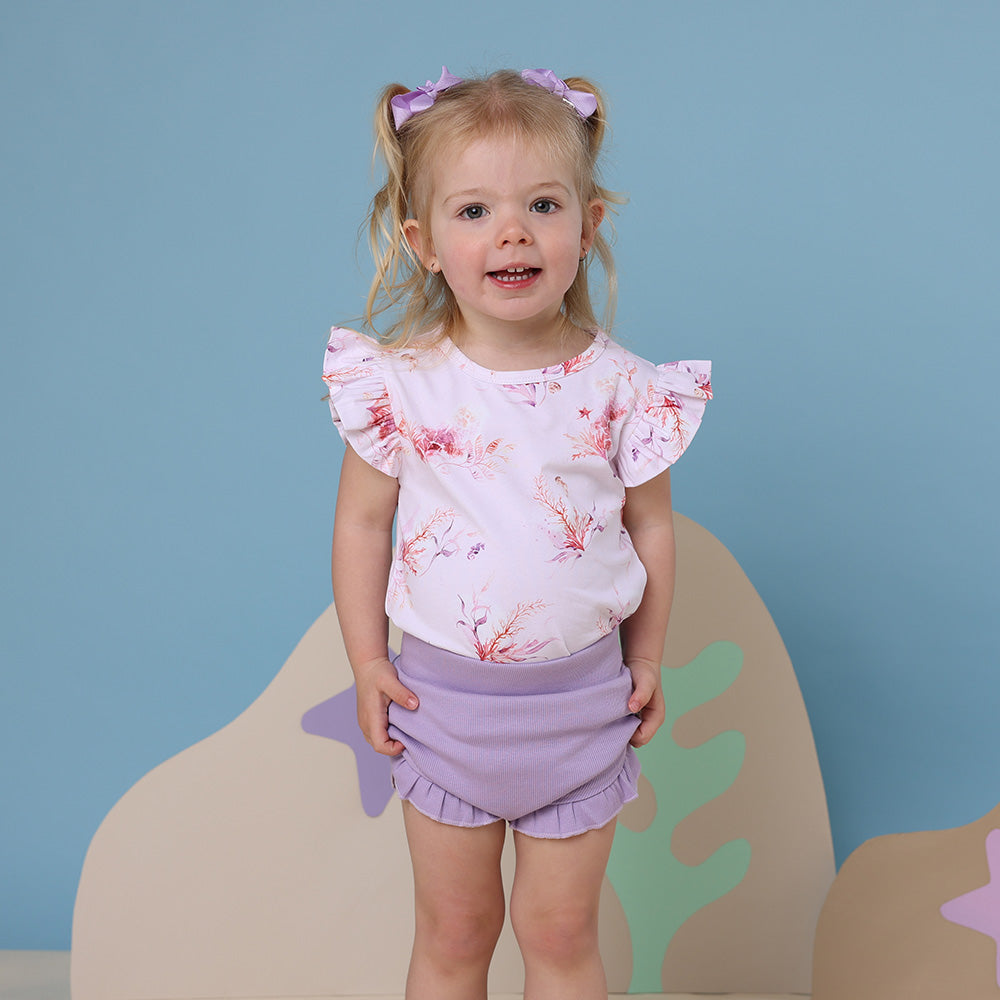Coral Organic T-Shirt with Frill - View 3