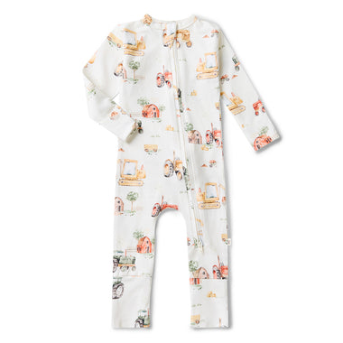 Diggers & Tractors Organic Convertible Romper | Snuggle Hunny