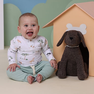 Toddler wearing Dog Park Long Sleeve Organic Bodysuit | Snuggle Hunny