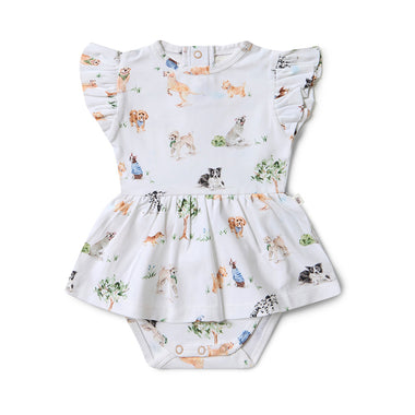 Dog Park Short Sleeve Organic Dress | Snuggle Hunny