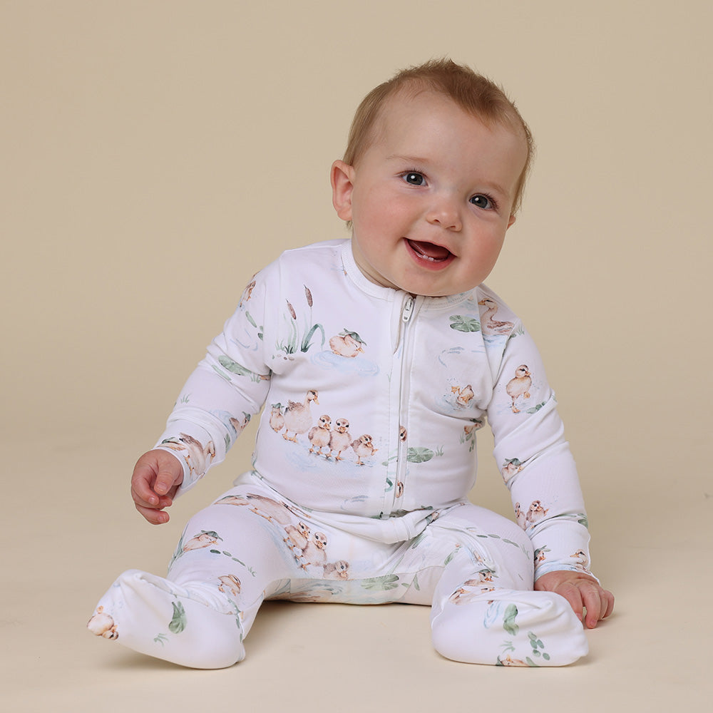 Duck Pond Organic Snuggle Sleepsuit Zip Footie - View 1