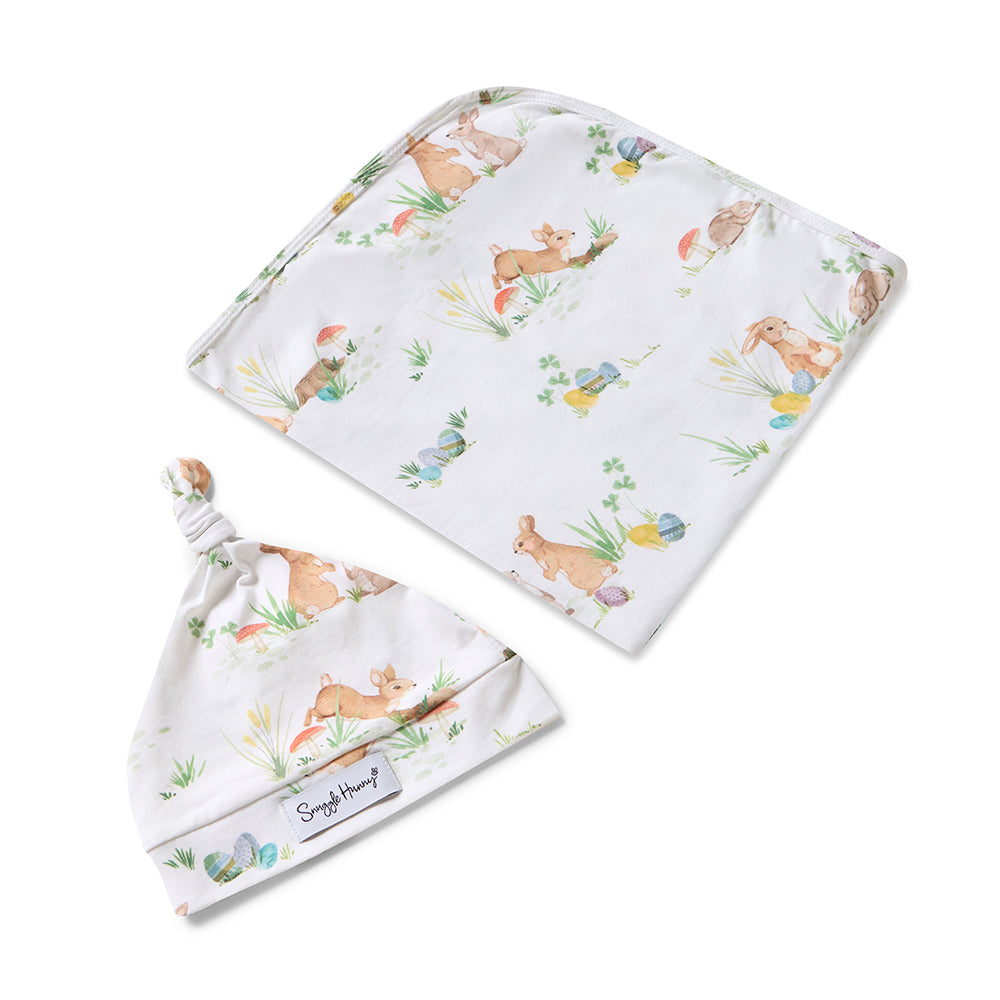 Easter Bunnies Organic Jersey Wrap & Beanie Set - View 2