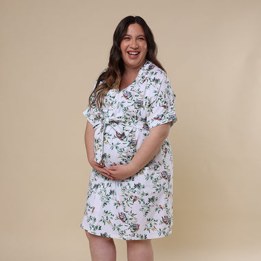 Woman wearing Eucalypt Organic Maternity Robe | Snuggle Hunny