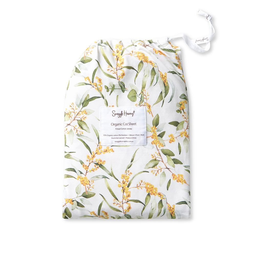 Golden Wattle Organic Fitted Cot Sheet - View 3