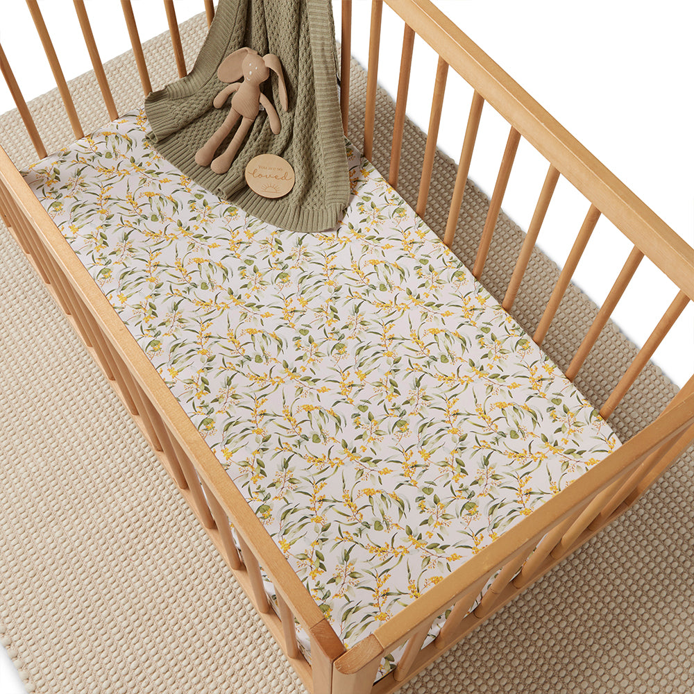 Golden Wattle Organic Fitted Cot Sheet - View 1