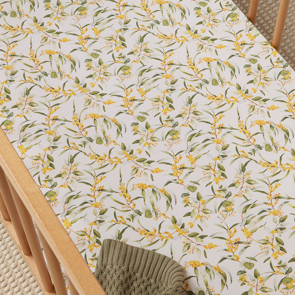 Golden Wattle Organic Fitted Cot Sheet - View 2