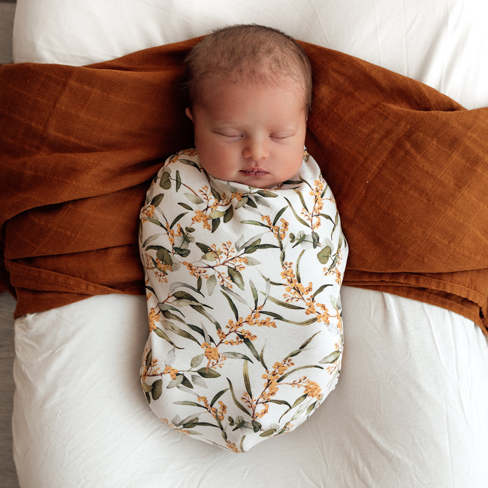 Golden Wattle Organic Snuggle Swaddle & Topknot Set - View 6