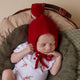 Red Merino Wool Bonnet & Booties - Thumbnail 5