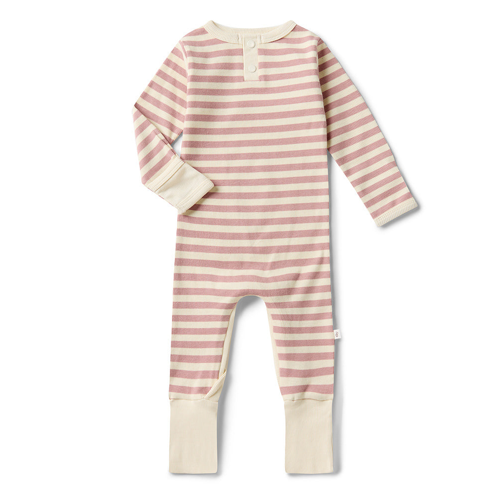 Snuggle Special - Rose Stripe Organic Growsuit - View 1