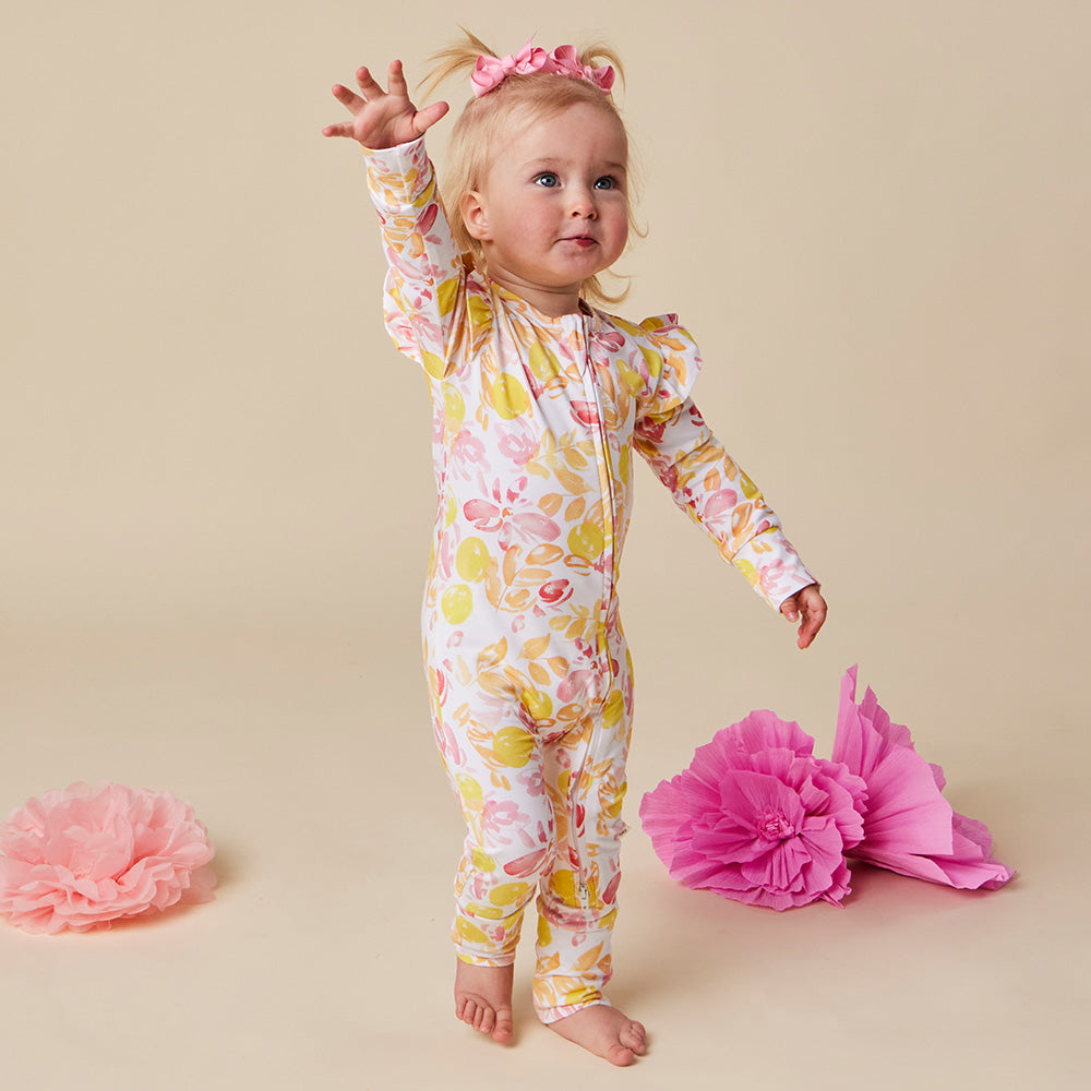 Sofia Organic Snugglesuit Convertible Romper with Frill - View 9