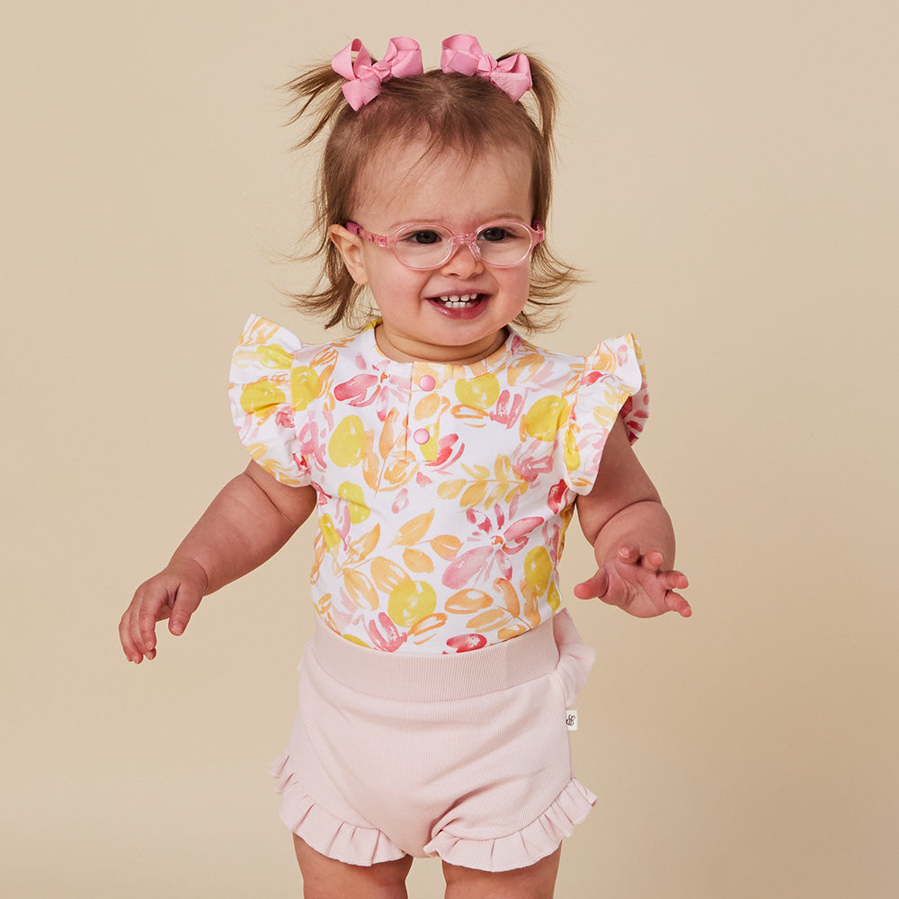 Sofia Short Sleeve Organic Bodysuit with Frill - View 8