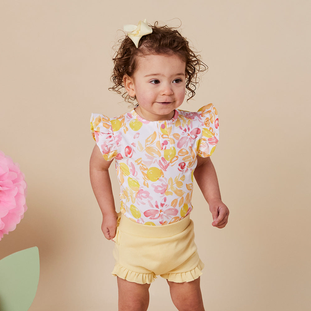 Sofia Short Sleeve Organic Bodysuit with Frill - View 12