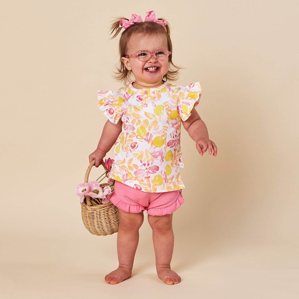 Sofia Organic Short Sleeve Top with Frill - View 3