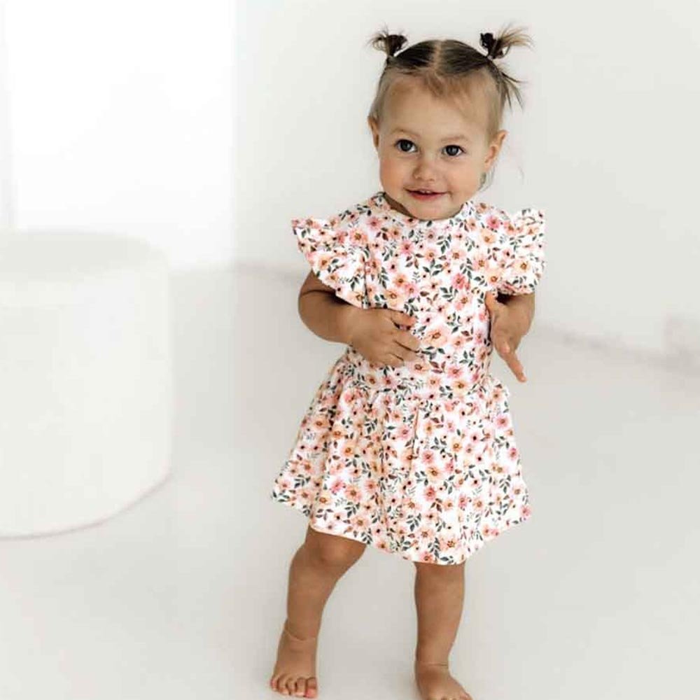 Spring Floral Short Sleeve Organic Dress - View 1