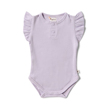 Lavender Short Sleeve Organic Bodysuit with Frill | Snuggle Hunny