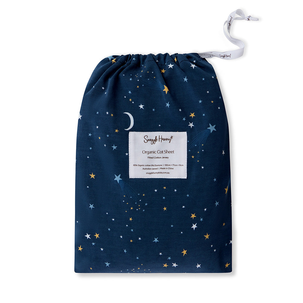 Starry Night Organic Fitted Cot Sheet - View 5