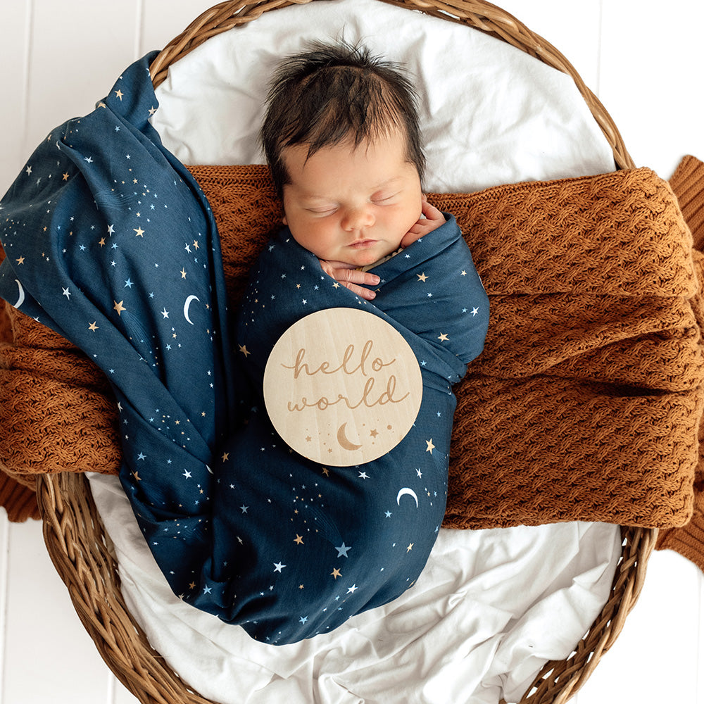 Starry Night Organic Jersey Wrap & Beanie Set - View 7