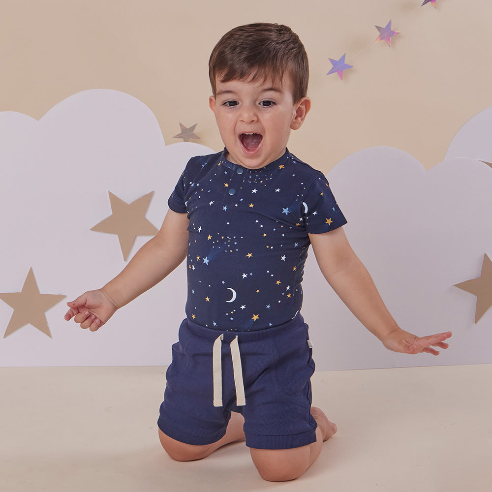 Starry Night Short Sleeve Organic Bodysuit - View 4