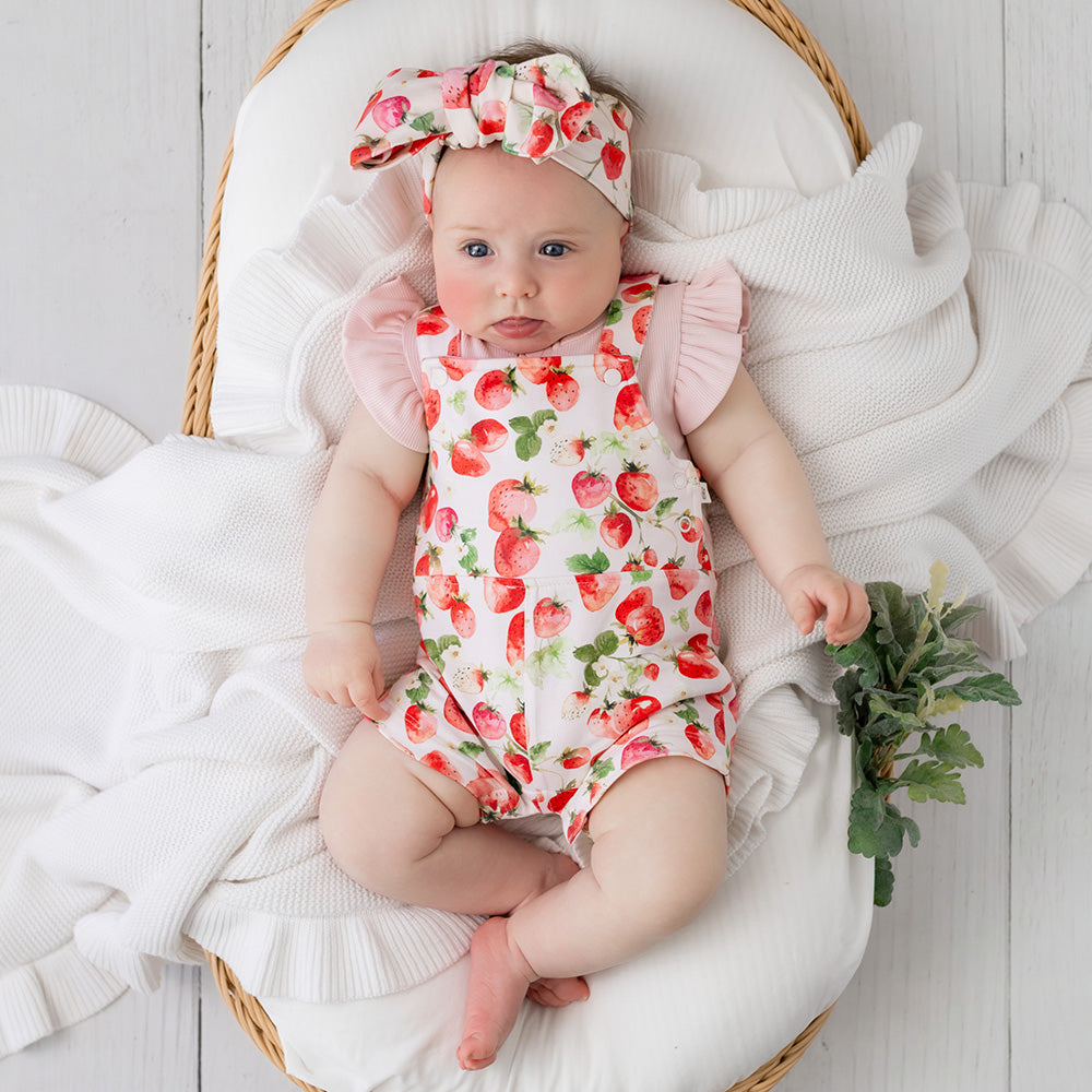 Strawberry Organic Snuggle Overall Shorts - View 10