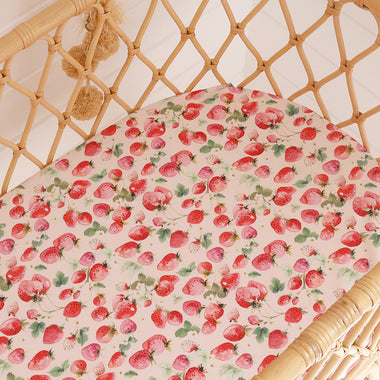 Strawberry Organic Bassinet Sheet / Change Pad Cover-Snuggle Hunny