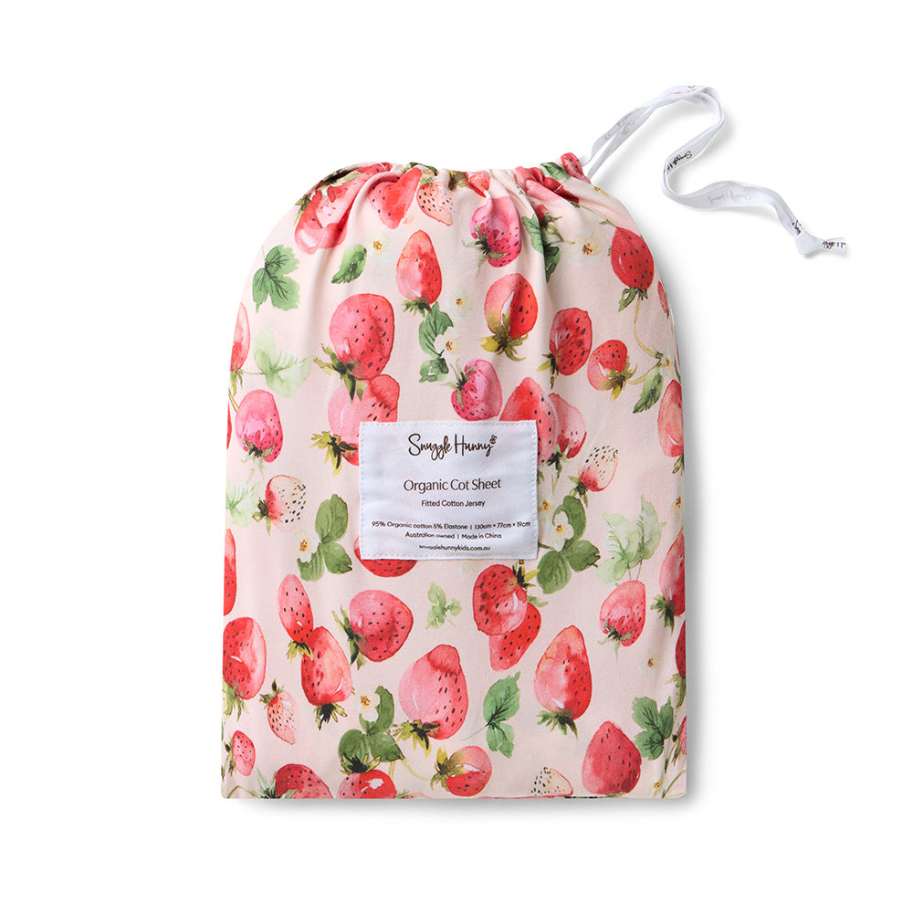 Strawberry Organic Fitted Cot Sheet - View 4
